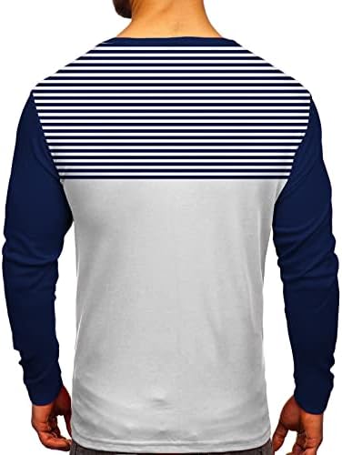 XXBR Erkek Rahat T-Shirt, Temel Gömme Moda Egzersiz Rahat Patchwork Crewneck T Gömlek Spor Atletik Güz Tees