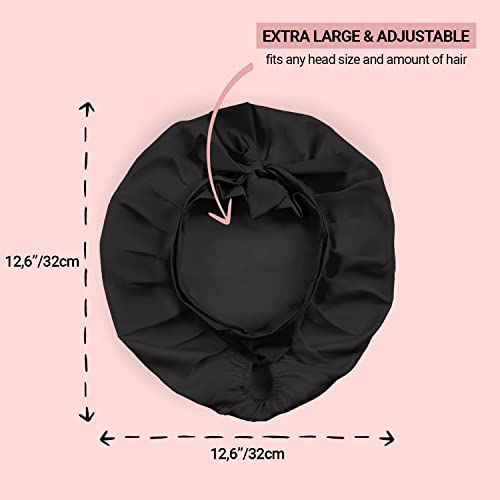 İpek Kaput - %100 Dut ipek Uyku Şapkası Nefes Alabilen ve Ayarlanabilir Uyku Şapkaları Elastik Kravat Bantlı Kıvırcık