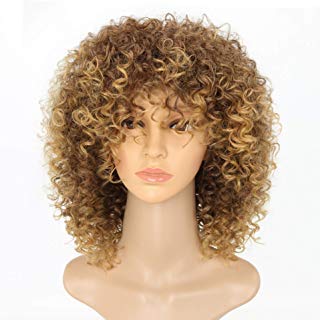 Ailwelia sarışın kıvırcık Peruk kadınlar için moda saç ekleme Ombre renk Afro Kinky kıvırcık peruk Saç modeli insan