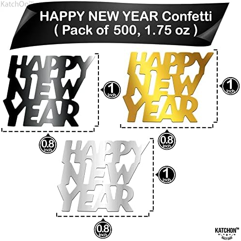 Siyah, Altın Yeni Yılınız Kutlu Olsun Konfeti-500'lü Paket / Yeni Yılınız Kutlu Olsun Tek Kullanımlık Sofra Takımı