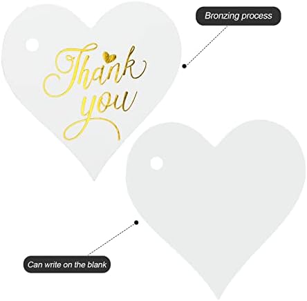 100 ADET Teşekkür Ederim Kalp Şekli Hediye Etiketleri,Sevgililer Günü için Jüt Sicim ve Pamuk Altın sicim ile High-end