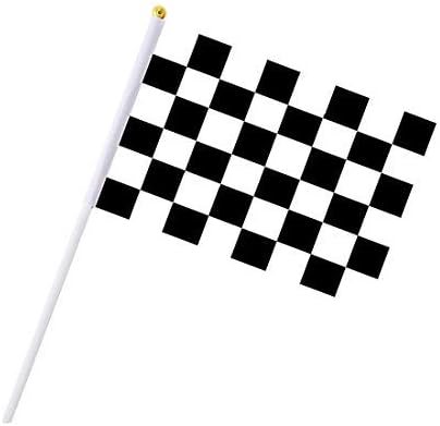 30 ADET Damalı Bayraklar 8x5. 5 İnç Yarış Polyester Bayrakları Plastik Sopalarla Siyah ve Beyaz Yarış Bayrağı Yarış,
