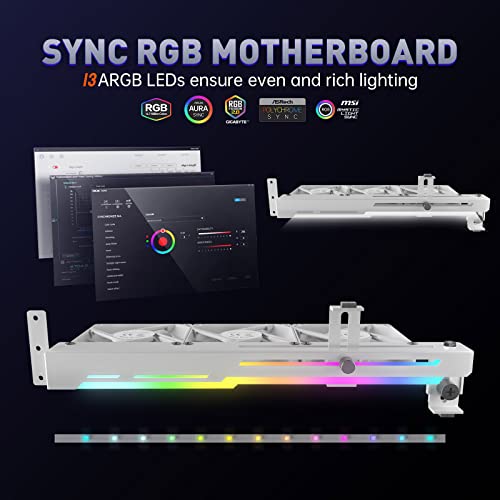 ARGB 5V 3Pin LED ve Üç 80mm Fanlı AsıaHorse Grafik Kartı Soğutucusu, RGB LED Grafik Kartı Tutucusu, GPU Soğutucu Kolay