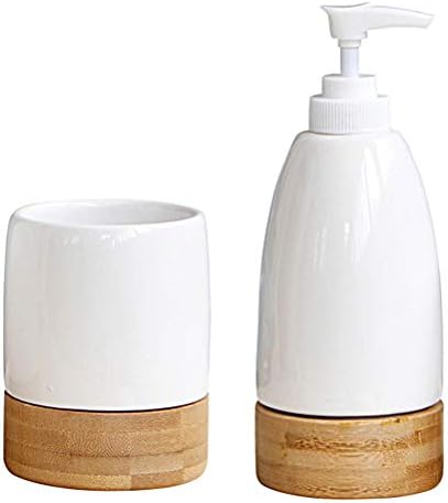 DOITOOL 4 adet Cermic pompa şişesi Banyo Sıvı Şişe Manuel sabun Şişesi Banyo Aksesuarları diş fırçası kabı Seti (Beyaz,