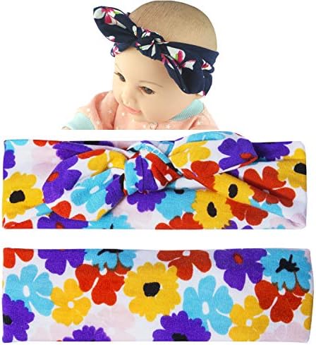 Fasker 6 Paket Bebek Bantlar Yürüyor Yenidoğan Kafa Bandı Yaylar Türban Headwraps Kızlar için Bebek Çocuk, (Çok Renkli
