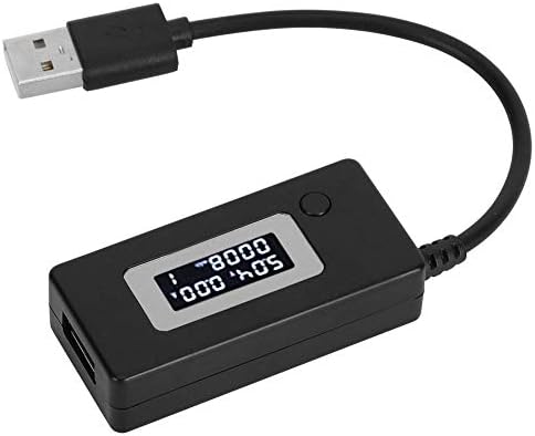 Fafeicy USB Dedektörü Ampermetre Voltmetre Şarj Kapasitesi tester ölçer, lcd ekran arka ışık (Siyah), Ampermetre