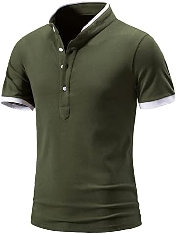 Erkek Klasik Moda Golf Spor Gömlek Çizgili Yaka Casual Slim Fit Kısa Kollu Yaz Saf Pamuk İş Tops