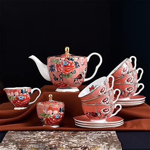 JYDBRT 15 adet Avrupa Tarzı Kemik Çini Kahve Seti Altın porselen çay seti Öğleden Sonra Demlik şekerlik süt sürahisi