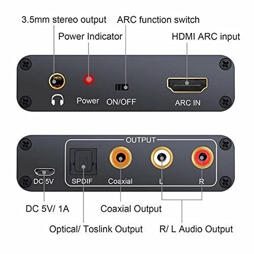 Mikro usb Arayüzü HDMI ARC Ses Çıkarıcı Dijital DAC RCA Koaksiyel SPDIF 3.5 MM Dönüştürücü Adaptör