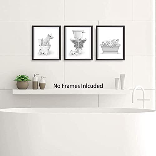 Siyah & Beyaz Domuz Banyo Poster Duvar Sanat Baskı, Komik Domuz Banyo Sanat, Domuz Poster Sanat, tuval Duvar Sanatı