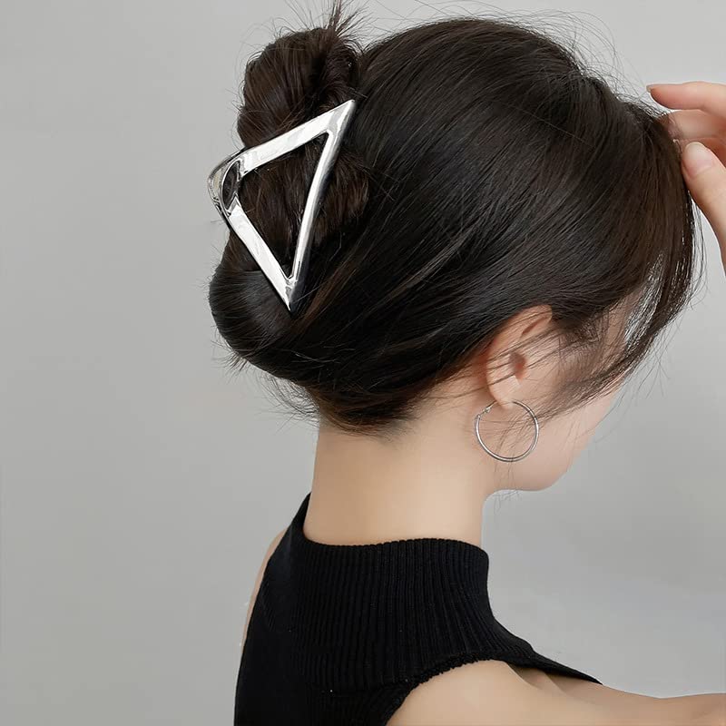Gümüş Saç Klipleri Kalın Saçlar için Metal pençe klipsleri Büyük pençe klipsleri Kadınlar için saç şekillendirici