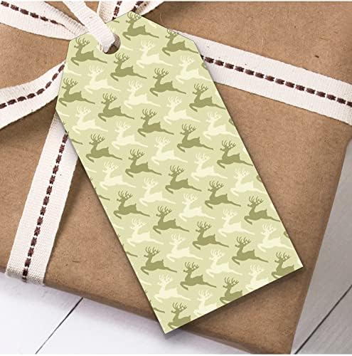Açık yeşil sıçrayan ren geyikleri Noel hediyesi iyilik hediye Etiketleri