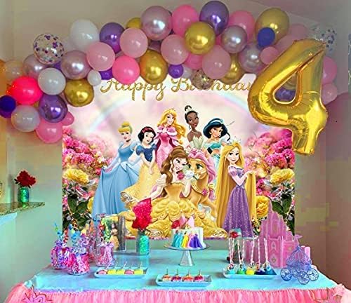 Prenses Temalı Zemin Renkli Prenses Kız Fotoğraf Arka Plan Bebek Duş Prenses Doğum Günü Arka Plan (7X5FT)