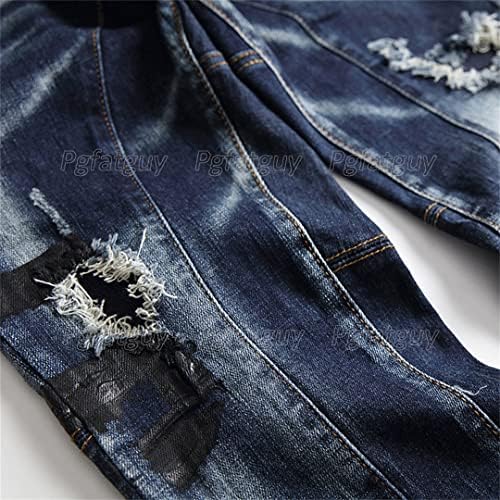 YZ-Henoeng İnce Baskılı Çok Yamalar Mavi kot yelek Kot İki Parçalı Set Erkek Tarzı Streetwear
