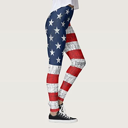 Artı Boyutu Rahat Yoga Pantolon Kadınlar için Amerikan Bayrağı Sıkı egzersiz pantolonları Yüksek Rise Butt Lift Tayt