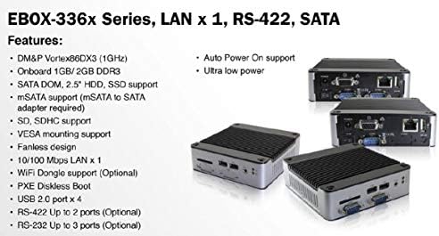 (DMC Tayvan) Mini Kutu PC EB-3362-852G2P VGA Çıkışı, RS-485 Bağlantı Noktası x 2, 8 bit GPIO x 2, mPCIe Bağlantı Noktası