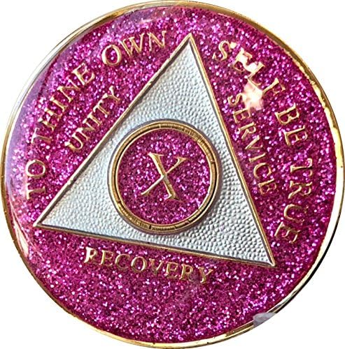 10 Yıl AA Madalyon Glitter Pembe Tri-Plaka Çip X