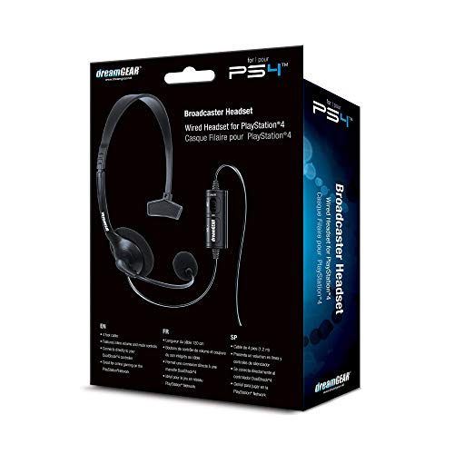 dreamGEAR Broadcaster PS4 için Kablolu Kulaklık, Esnek mikrofon sopası ve Dahili Ses/Sessiz Kontrolü ile