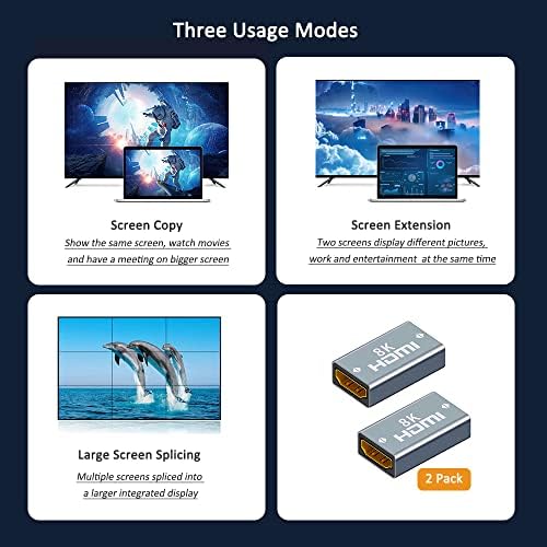 HDMI Genişletici HDMI Çoğaltıcı, 2 Paket 3D 8 K HDMI Uzatma Kablosu Konektörü HDTV için Alüminyum Alaşım, Roku Sopa,