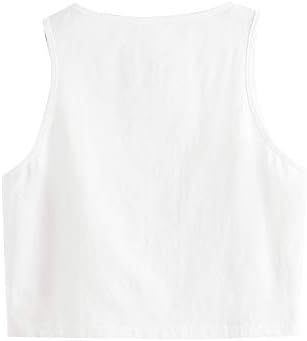 SweatyRocks kadın Rahat Kolsuz yuvarlak boyun Egzersiz kırpma kolsuz yelek gömlekler
