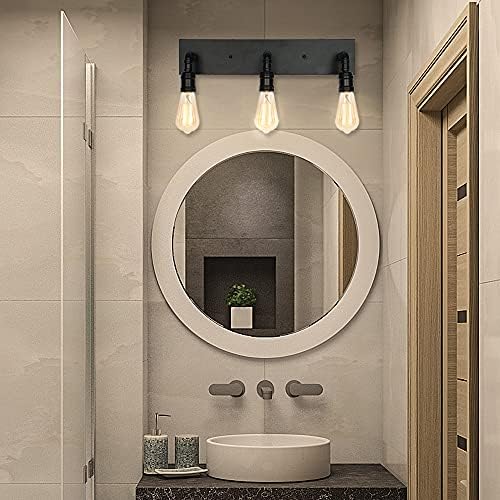 PUUPA 3 ışıkları banyo Vanity aydınlatma armatürü, Endüstriyel Metal Su Borusu Duvar Aplikleri Yatak odası soyunma