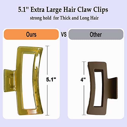 Kalın Saçlar için 4 Paket Ekstra Büyük Saç Pençe Klipsi, Uzun Kıvırcık Saçlar için 5 inç Büyük Saç Tokası, Kadınlar
