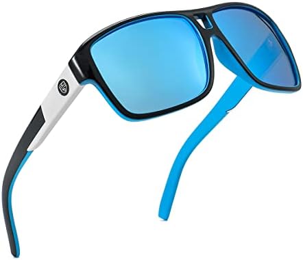 Gleyemor Polarize Kare Güneş Gözlüğü Erkekler için Bisiklet Spor güneş gözlüğü UV koruma gözlükleri (Mavi Ayna)