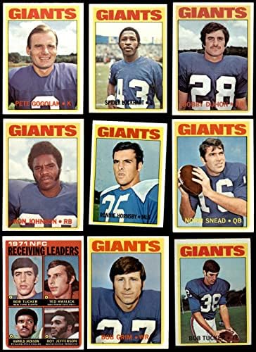 1972 Topps New York Giants Düşük Takım Seti New York Giants-FB (Set) ESKİ Giants-FB