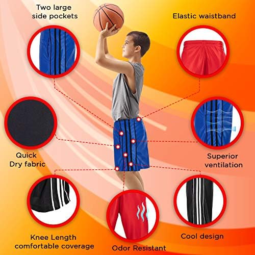 Basketbol, Fitness ve Spor için Cepli Yüksek Enerjili Erkek Atletik Şort, Dri-Fit Giyim, Erkek Şort 4'lü Paket