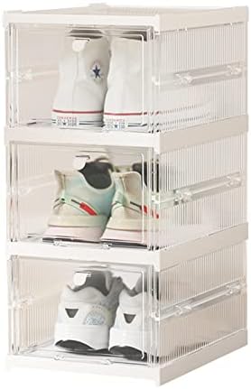 ZHOUHUAW Ayakkabı Saklama Kutusu, İstiflenebilir Şeffaf Plastik Ayakkabı Organizatörü Kutuları, Katlanabilir Ayakkabı