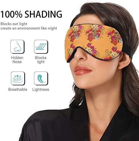 Unisex Uyku Göz Maskesi Çiçek-Şeker-Kafatası Gece Uyku Maskesi Rahat Göz Uyku Gölge Kapak