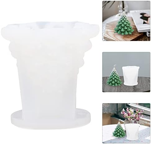 SEWACC Silikon Şeker Kalıpları 3D Noel Ağacı Silikon Mum Sabun Fondan Kek El Yapımı Polimer Kil Kalıpları Noel Heykel