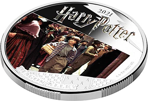2021 DE Harry Potter Samoa 2021 PowerCoin Diagon Sokağı Harry Potter 1 Oz Gümüş Sikke 5 $ Samoa 2021 Kanıtı