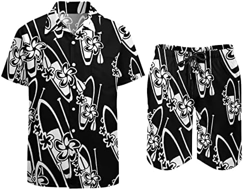 WEEDKEYCAT Çiçekler Kürek Sörf Tahtası erkek Plaj Kıyafetleri 2 Parça Hawaii Düğme Aşağı Gömlek Kısa Kollu ve Şort