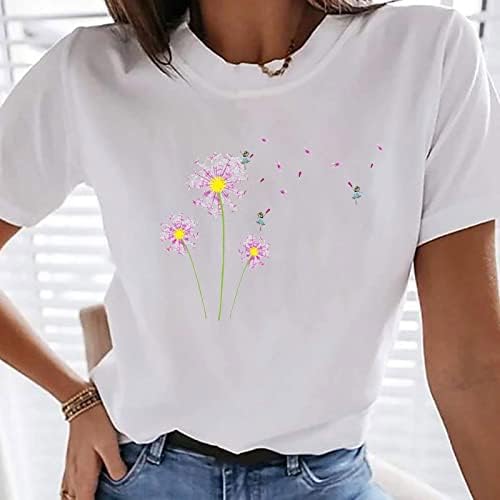 Genç Kızlar Yaz Gömlek Bayan Yuvarlak Boyun Gömlek Tops Kelebek Baskı Grafik Tees Sevimli Tunik T Shirt Dünya Bluz