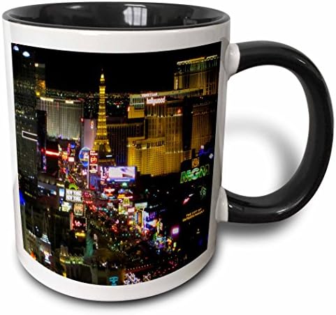 3dRose Las Vegas Strip Geceleri İki Tonlu Kupa, 1 Adet (1'li Paket), Siyah / Beyaz