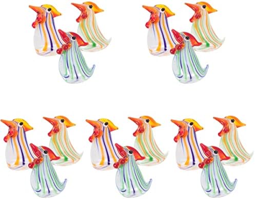 PRETYZOOM Kristal Dekor 15 adet Horoz mutfak dekoru Masaüstü Cam Tavuk Heykelcik Yaratıcı Tavuk Dekorasyon Zodyak