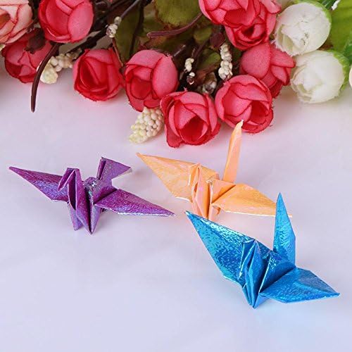 Whitelotous 20 Yaprak Kare Origami Kağıtları Parlayan Katlanır Katı Kağıtları El Yapımı DIY Craft Scrapbooking için(3x5
