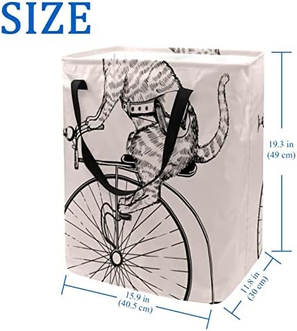 Punk Kedi Bisiklet Sürme Baskı Katlanabilir çamaşır sepeti, 60L Su Geçirmez çamaşır sepetleri çamaşır Kutusu Giysi