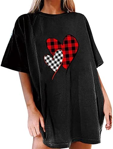 Kadın İnce Uzun Kollu Gömlek Kadın sevgililer Günü T-Shirt Aşk Kalp Baskılı Gömlek Kısa Kollu Grafik Tees