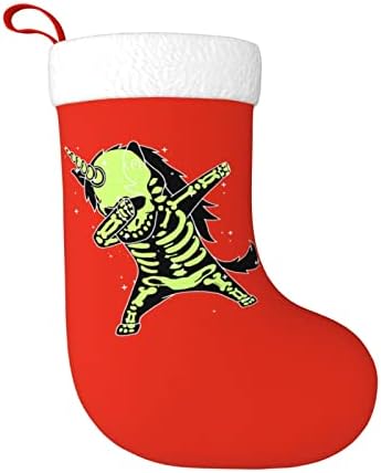 Waymay Dabbing Unicorn İskelet Noel Çorap 18 İnç Noel Asılı Çorap Klasik Tatil Dekorasyon Çorap