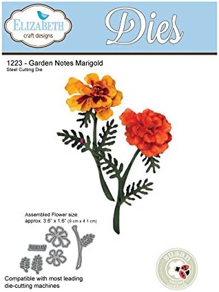 Elizabeth Craft Designs Bahçe Notları Kadife Çiçeği Kalıbı, 21,3 x 13,7 x 0,2 cm, Gri