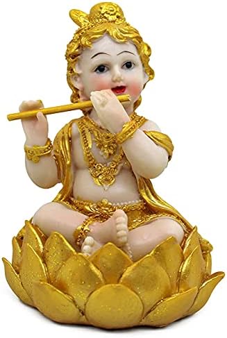 BAĞLI KURDELELER Krishna heykeli Hindu Tanrı reçine heykeli | 5X3 İnç / Krishna Idol heykelcik dekoratif gösteriş