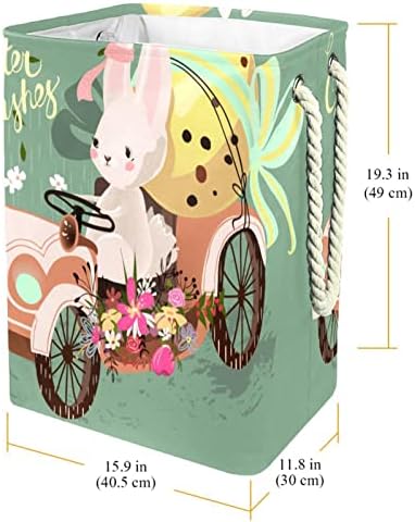 Sevimli Tavşan Tavşan Sürüş Vintage Çamaşır Sepeti Kolları İle Büyük Katlanabilir Sepet saklama kutusu, Çocuk Odası,