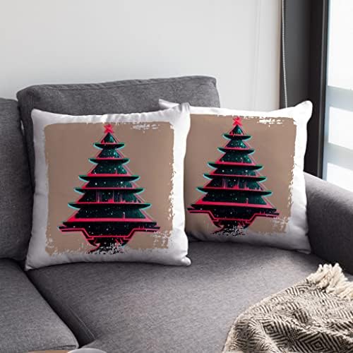 Noel Ağacı Kare Yastık Kılıfı-Noel Tasarım Yastık Kılıfı-Serin Tasarım Yastık Kılıfı