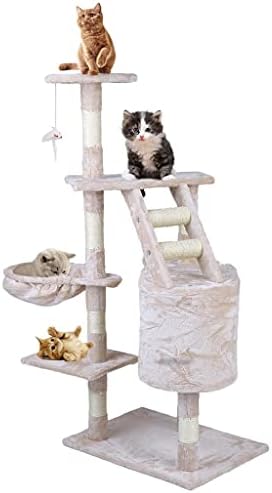 WALNUTA Tırmanma Kedi Ağacı 120 cm Yükseklik Hız Evcil Hayvanlar Tırmalama Direkleri Mükemmel Oyuncaklar Ev Yatak