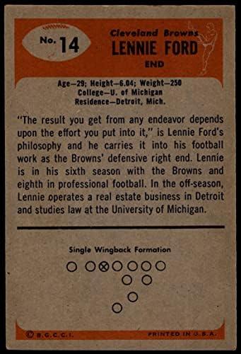 1955 Okçu 14 Len Ford Cleveland Browns-FB (Futbol Kartı) VG/ESKİ Browns-FB Michigan / Morgan St