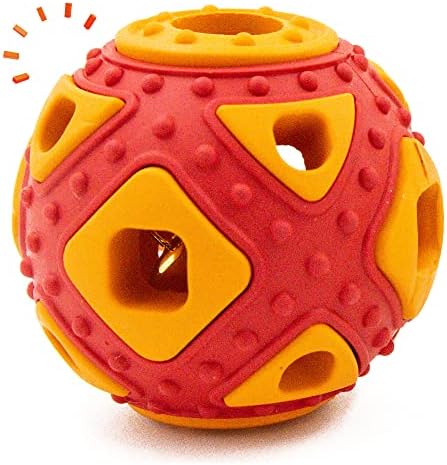 YOXOZO Köpek Topu Oyuncak, Hediye için Jingle Bell, Kauçuk Gıcırtılı Oyuncak, Delikli İnteraktif Akıllı Top, Yavru